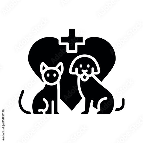 Veterinary Care black flat icon for digital and print projects.
