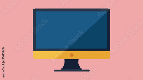 Flat screen TV and monitor technology vector illustration with black LCD display panel on white background