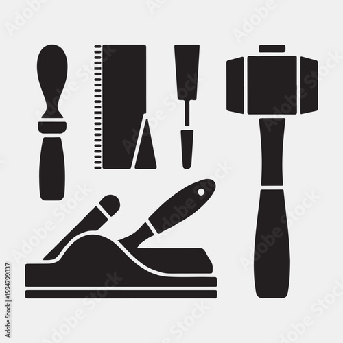 Vector Illustration of Woodworking Tools
