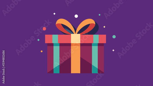 Gift box vector illustration with ribbon bow for Christmas birthday holiday celebration greeting card design