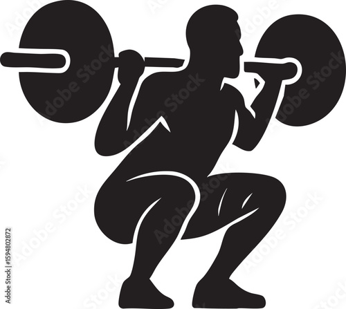 Man Doing Barbell Squat