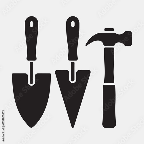 Construction Tools and Bricklaying Icon
