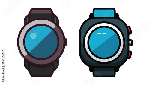 Blue wristwatch isolated on white background