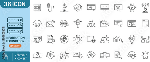 Information Technology,Network, Cloud, Data ,Security, Innovation, Icon Settechnology, information, cloud, network, server, security, data, internet, coding, web, digital, system, signal, innovation, 