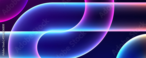 Blue and pink glowing pipes forming an abstract futuristic background
