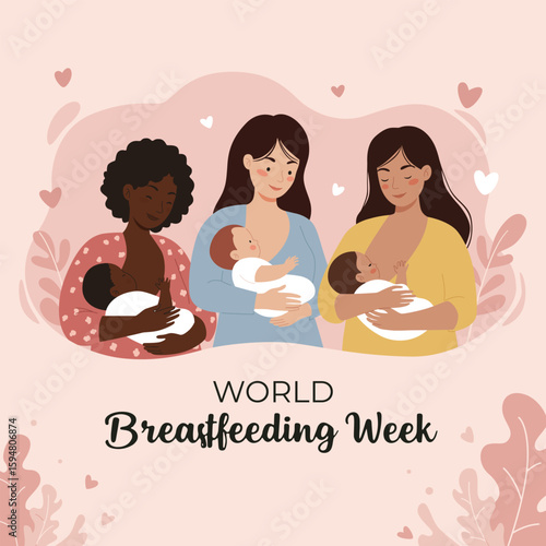 World Breastfeeding Week Celebration Vector Artwork