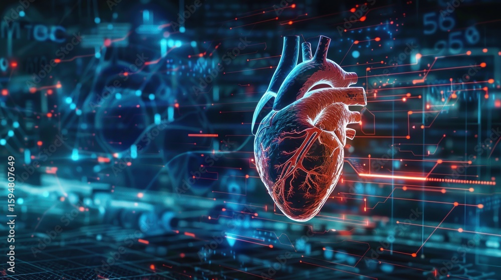 Fototapeta premium Heartbeat signal cardiogram concept for medical technology and health reports