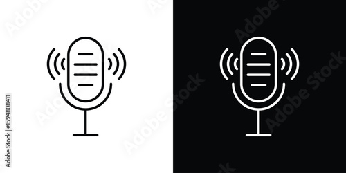 Voice recording icon linear icon. Line with editable stroke
