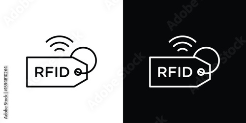 RFID key tag icon linear icon. Line with editable stroke