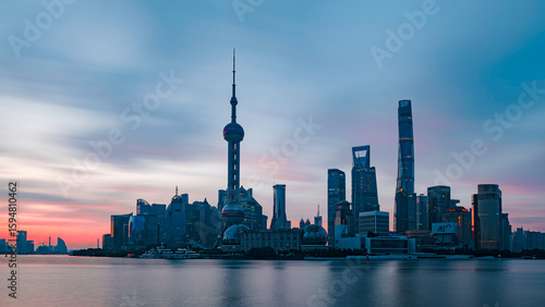 shanghai skyline at sunrise