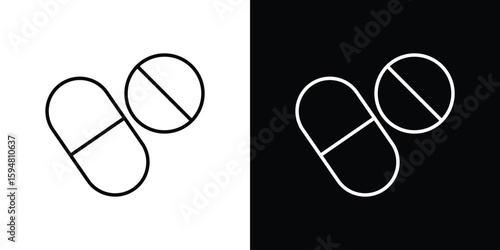 Pills icon linear icon. Line with editable stroke