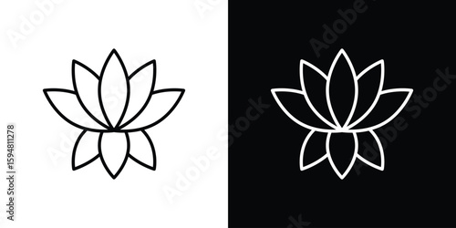 Lotus flower icon linear icon. Line with editable stroke