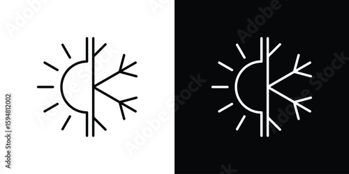 Hot and cold icon linear icon. Line with editable stroke
