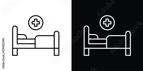 Hospital bed icon linear icon. Line with editable stroke