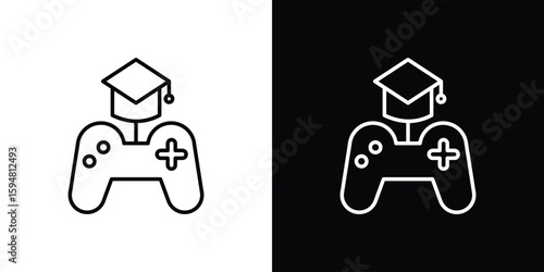 Game based learning icon linear icon. Line with editable stroke