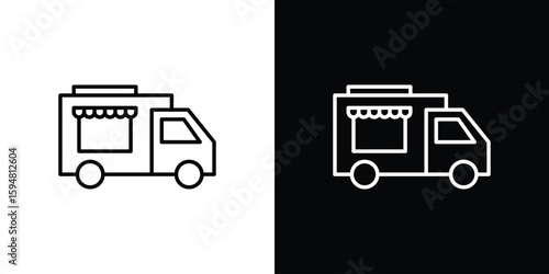 Food truck icon linear icon. Line with editable stroke