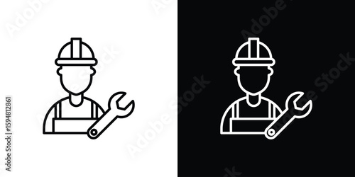 Engineer icon linear icon. Line with editable stroke