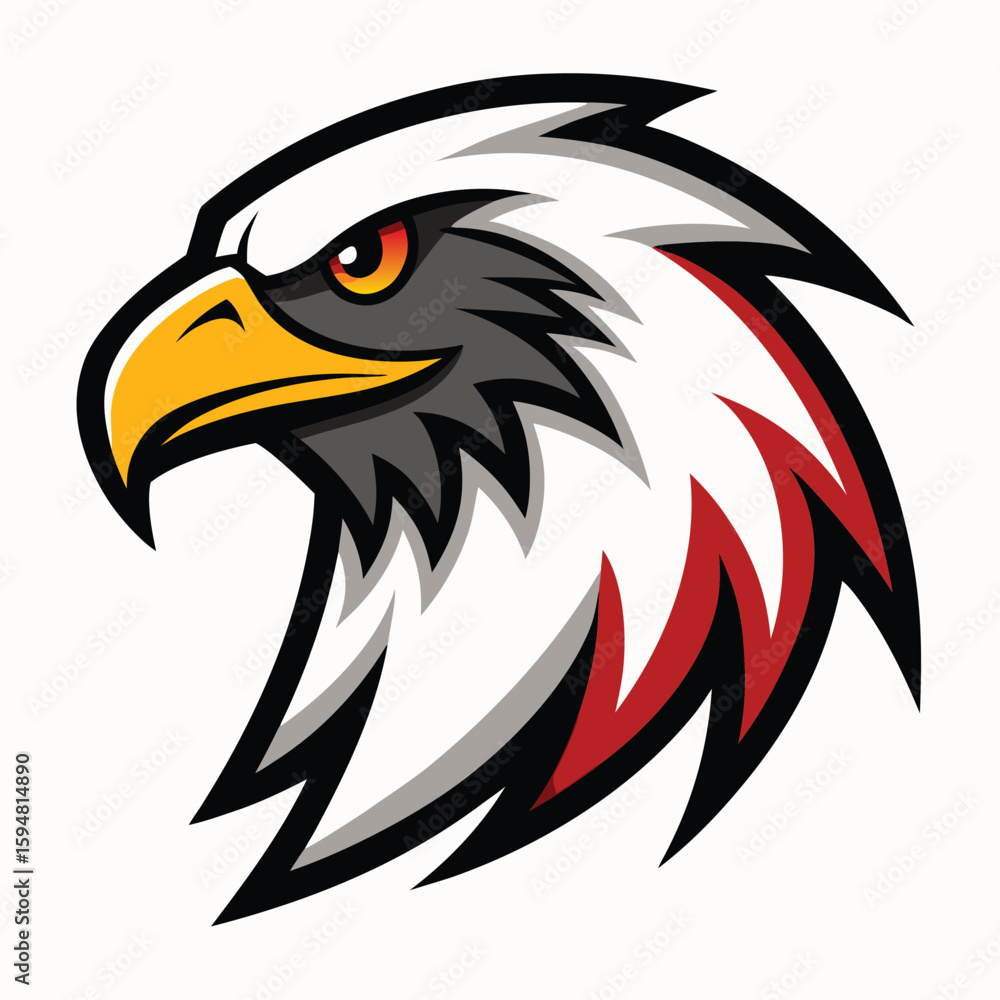 Fototapeta premium Stylized Eagle Head Detailed Illustration with Bold Colors and Clean Lines