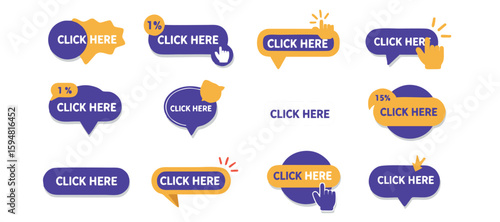 "CLICK HERE Set – Bold Call-to-Action Buttons, Banners & Labels for Web & Print"
