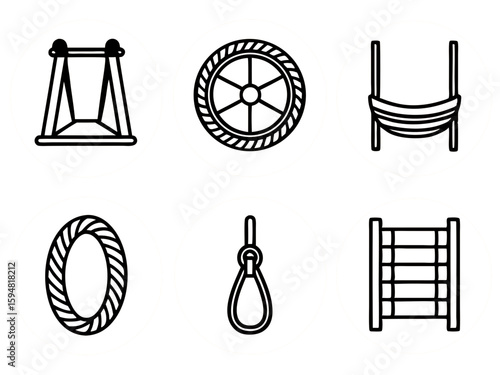 Collection of outdoor adventure and playground equipment icons