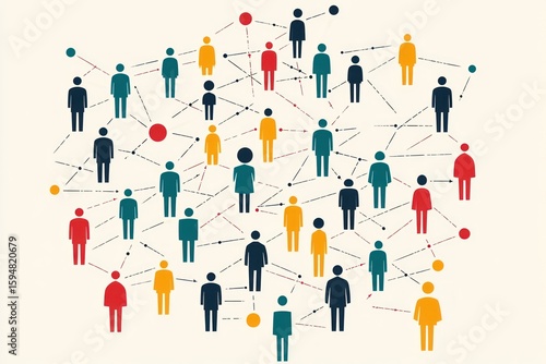 Social network icon with stylized people, vector illustration