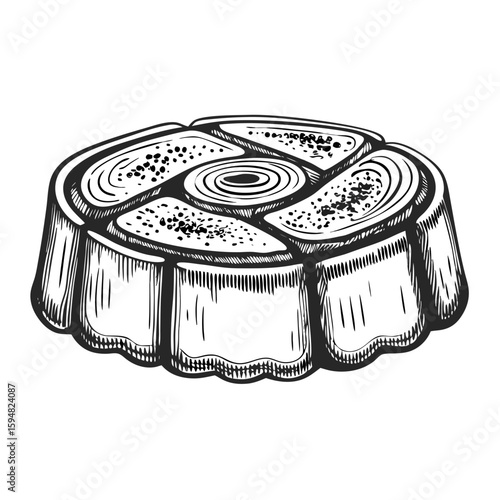 Spanish style french toast, delicious torrijas, on white background. This classic torrijas dish shows bread slices soaked in milk and fried, seasoned with honey and spices.