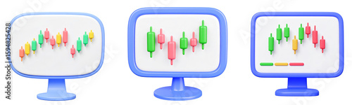 Candlestick chart monitor trading finance analysis data investment technology colorful digital Candlestick chart monitor trading finance analysis data investment technology colorful digital