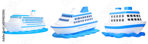 Wallpaper Mural Passenger ship cruise ship ocean liner blue white modern transportation travel vacation sea isolated 3D illustration nautical maritime leisure tourism watercraft vessel journey adventure holiday Torontodigital.ca