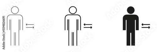 Human Interaction And Communication Arrows Icon Set. Social Exchange, Interaction, And Communication Outline And Silhouette Symbol Collection. Interpersonal Connection. Isolated Vector Illustration