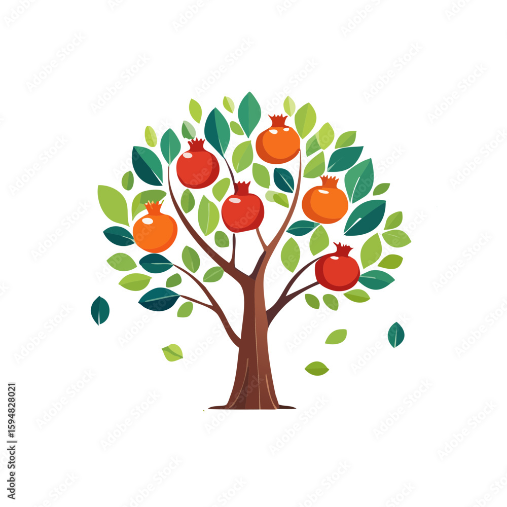 Fototapeta premium Pomegranate Tree Icon Isolated on a Transparent Background 
