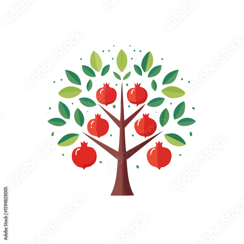 Pomegranate Tree Icon Isola...