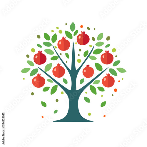 Pomegranate Tree Icon Isola...