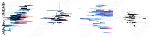 Abstract Glitch Art Background Elements Isolated on White
