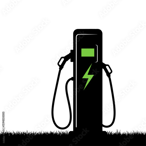 An electric vehicle charging station isolated on white background