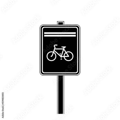 A black and white bicycle sign isolated on white background