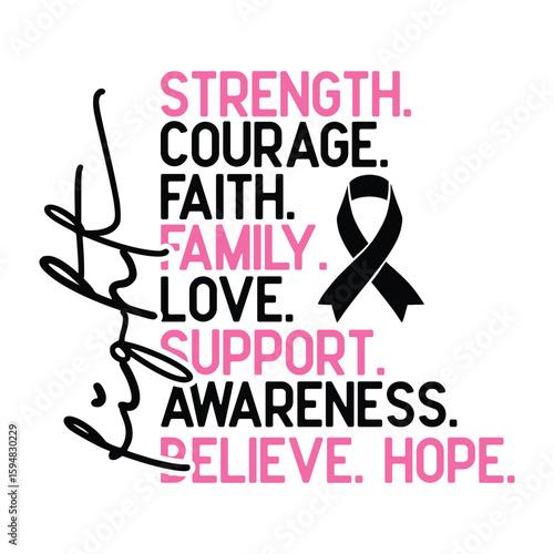 fight strength courage faith family love support awareness believe hope