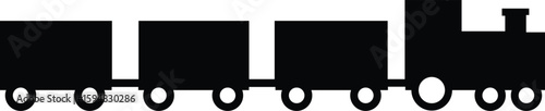Cargo Transportation Train Carry Goods Containers, Business Logistics. Old fashioned cargo train silhouette vector Illustration.