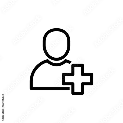 An add user icon isolated on white background