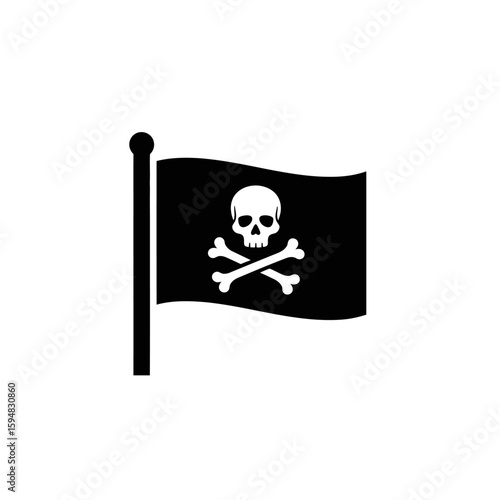 A pirate flag with skull and crossbones isolated on white background