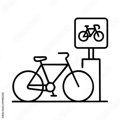 Public bike rental station icon for eco commuting and green sustainable urban transportation