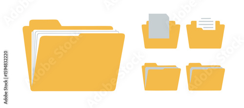 "Folder Icon Set – Minimalist File & Document Organizer Vector Graphics for UI/UX Design"