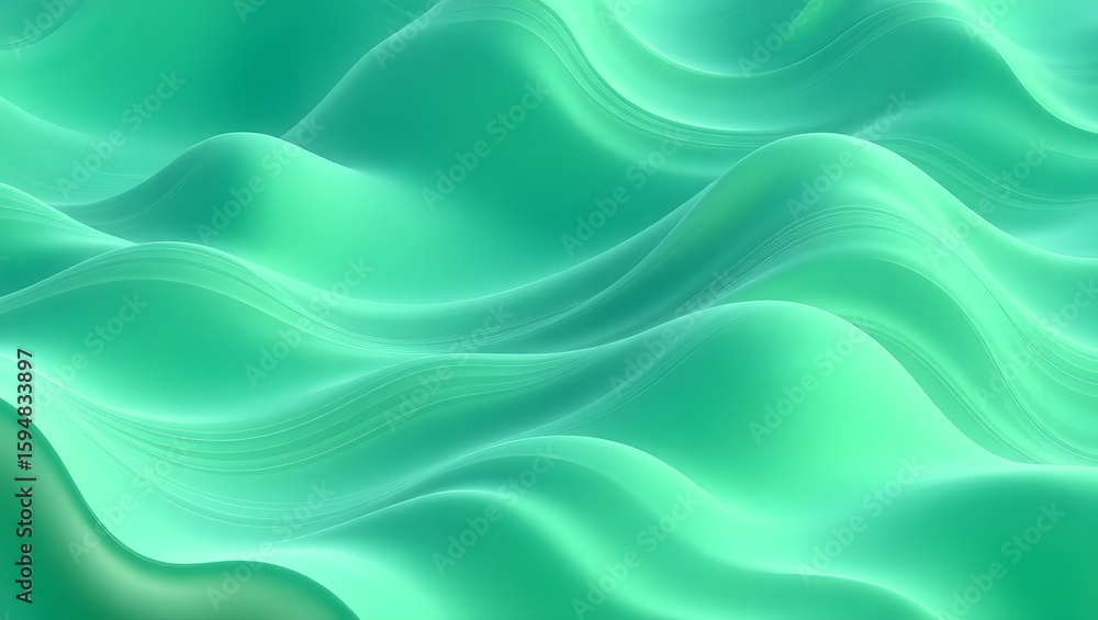 Obraz premium Abstract Green Wave Pattern on White Background