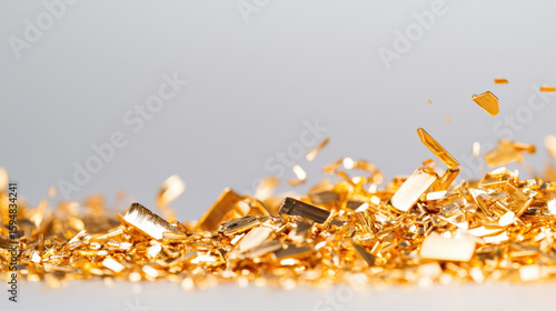 Gold investment bullion pieces shimmer in light, showcasing their value and allure, perfect for financial growth