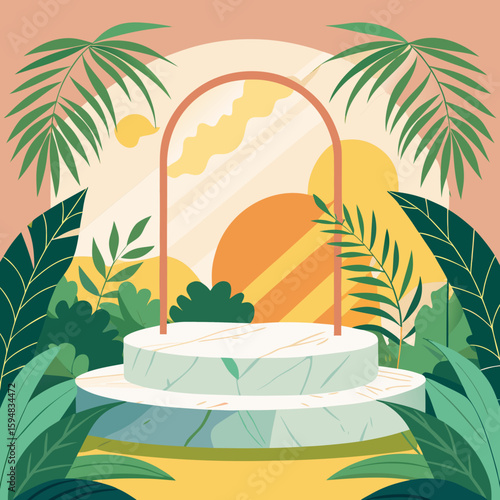 tropical island with palms