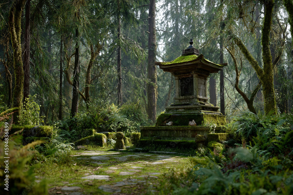 Ancient Temple Ruins in an Enchanted Forest Ancient Temple Ruins in an Enchanted Forest