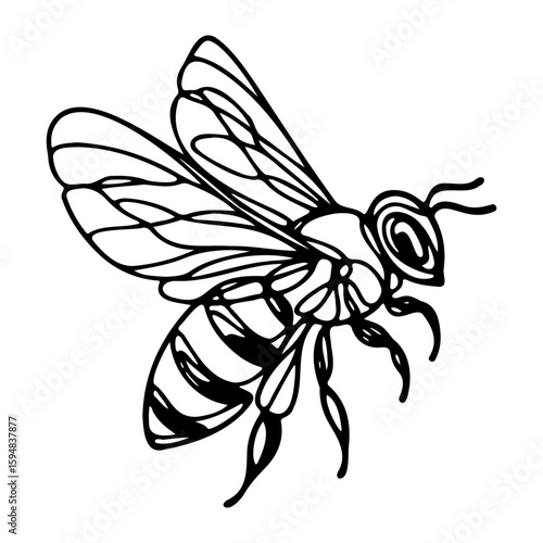 Flying Bee Line Art
