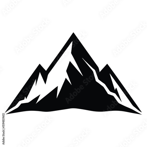 Stylized black and white mountain peak icon