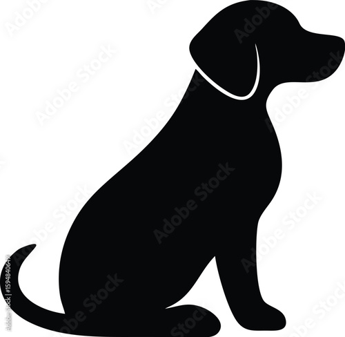 Dog Silhouette Vector Isolated on White Background