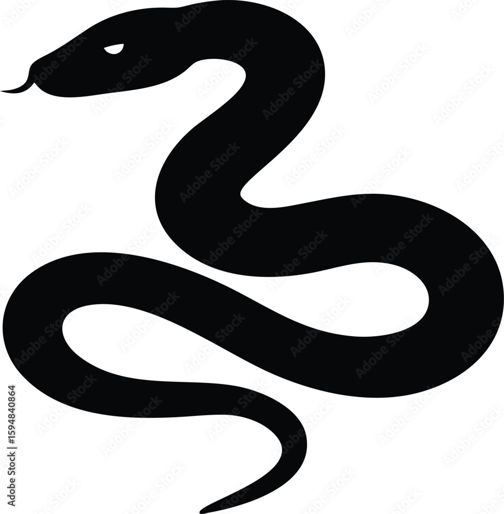 Fototapeta premium Black Snake Silhouette Vector