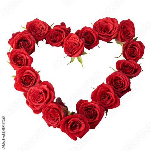 Red Roses Arranged in a Heart Shape on transparent background